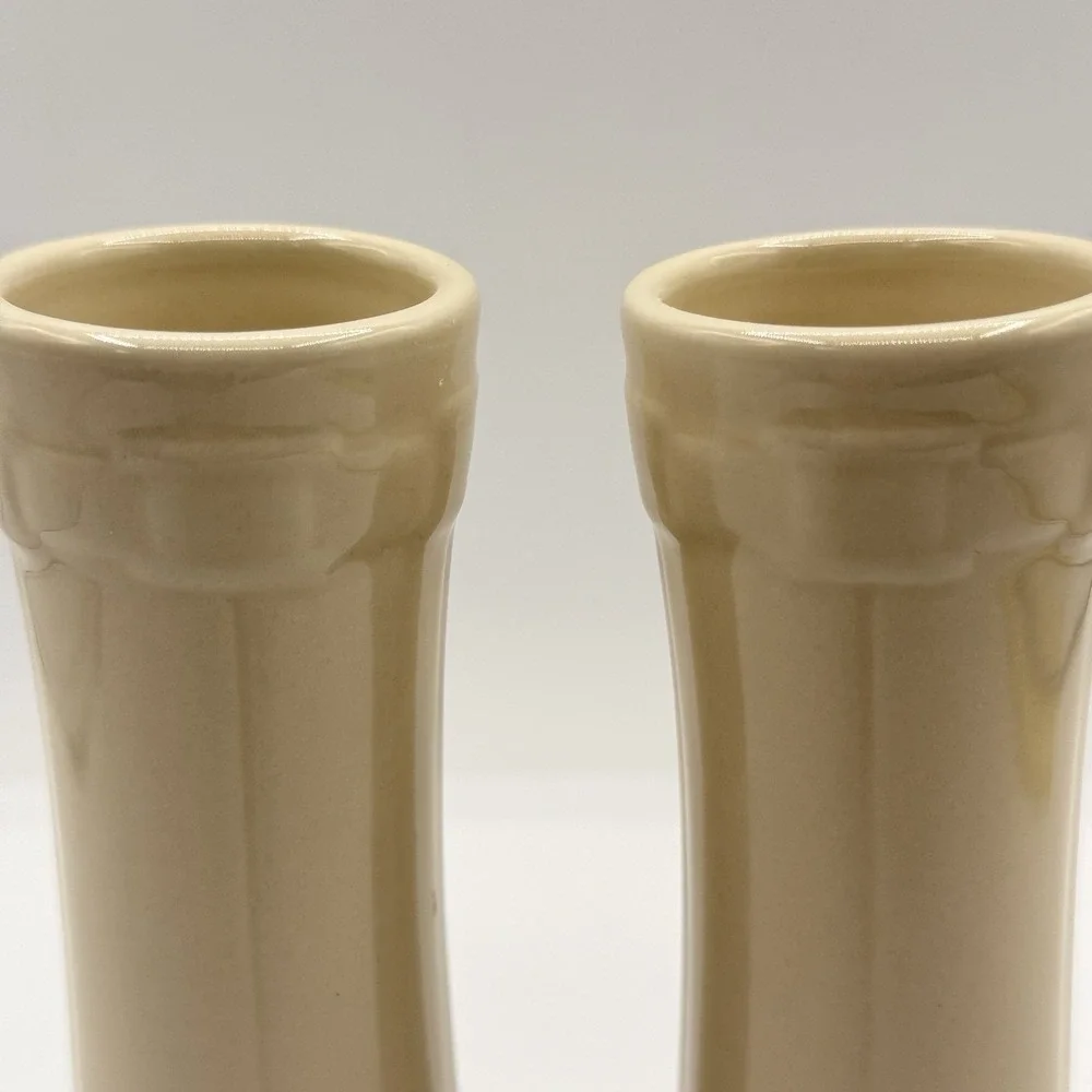 Pair Of Longaberger Woven Traditions Bud Flower Vases Ivory 6 3/4